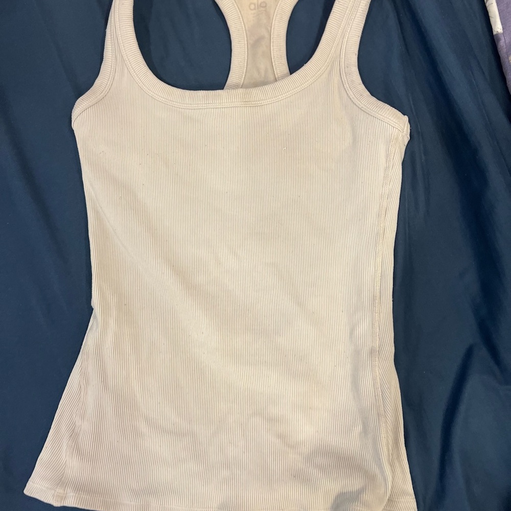 ALO Yoga Cream Fitted Ribbed Tank Top